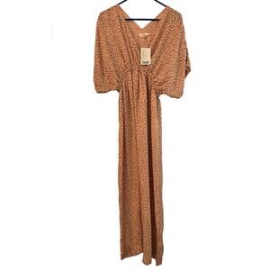 NWT The Addison Story Peach Printed V-Neck Summer Maxi Dress Women's Size XS